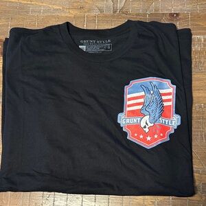 Grunt Style Black Tee with Patriotic Eagle Emblem